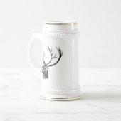 Vintager Hirschkopf-Stein mit Gold Highlights Bierglas (Vorderseite Links)