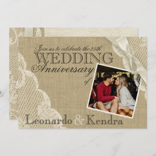 Vintager Hochzeitstag Einladung (Vorne/Hinten)