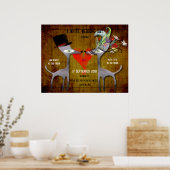 Vintager Hochzeitstag Poster (Küche)
