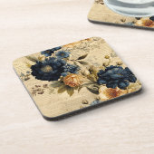 Vintager HochzeitsUntersetzer der Marine und der E Getränkeuntersetzer (Linke Seite)