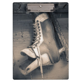 Vintager Hockey-Skate BW Klemmbrett