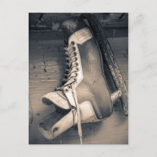 Vintager Hockey-Skate BW Postkarte