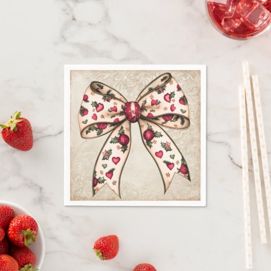 Vintager Holiday Bow mit Berries Serviette (Beispiel)