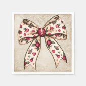 Vintager Holiday Bow mit Berries Serviette (Vorderseite)