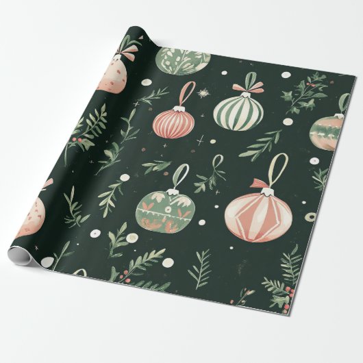 Vintager Holiday Charm Festliche Bauten Geschenkpapier (Ungerollt)