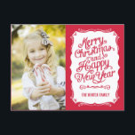 Vintager Holiday Foto Card Postkarte<br><div class="desc">Feiern Sie die Saison mit dieser modernen und stilvollen Urlaubspostkarte von Berry Berry Sweet.</div>