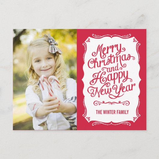 Vintager Holiday Foto Card Postkarte (Vorderseite)