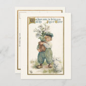 Vintager holländischer Junge mit Osterlilien und B Postkarte (Vorne/Hinten)