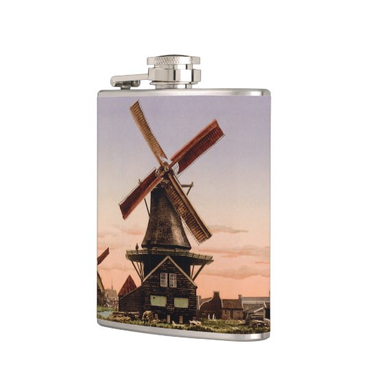 Vintager, holländischer Windmühlen Flachmann (Links)