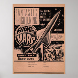 Vintager Hollywood Movie Poster Flight to Mars