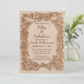 Vintager Holzbär Rustikal 50. Geburtstag Einladung (Stehend Vorderseite)