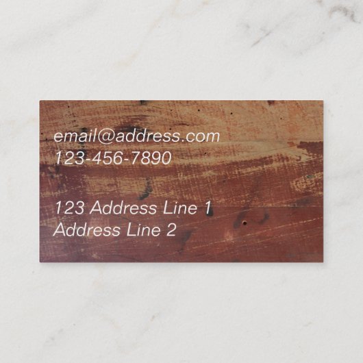 Vintager hölzerner Blick Visitenkarte (Rückseite)