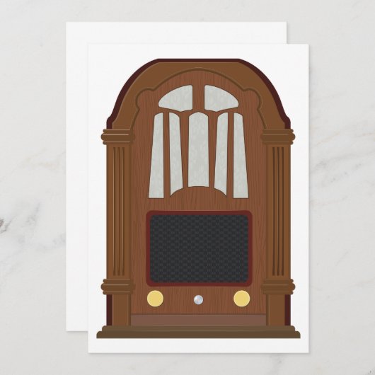 Vintager Holzfunksender Einladung (Vorne/Hinten)