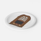 Vintager Holzfunksender Pappteller (Schrägansicht)