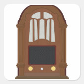 Vintager Holzfunksender Quadratischer Aufkleber (Vorderseite)