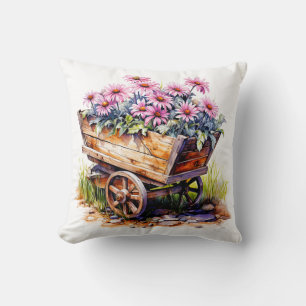 Vintager Holzgartenkarton mit herrlichen Blume Kissen