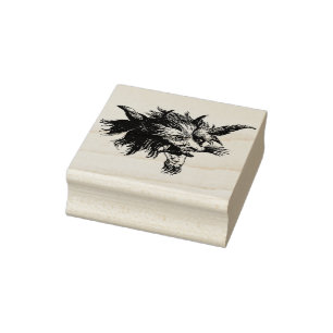 Vintager Holzschnittwerewolf-Kopf Gummistempel
