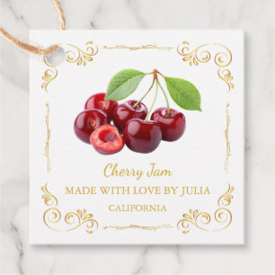 Vintager Homemade Cherry Jam Square Hang Tag Geschenkanhänger