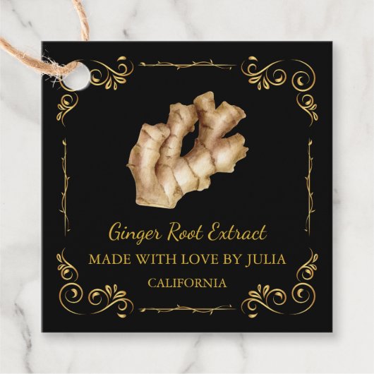 Vintager Homemade Ginger Extract Square Hang Tag Geschenkanhänger (Vorderseite)