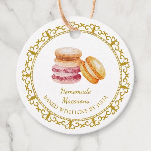Vintager Homemade Macarons Hang Tag Geschenkanhänger (Vorderseite)