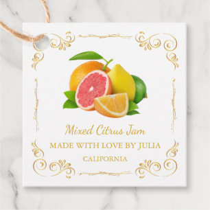 Vintager Homemade Mixed Citrus Jam Square Hang Tag Geschenkanhänger