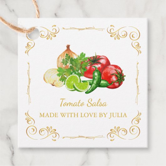 Vintager Homemade Salsa Square Hang Tag Geschenkanhänger (Vorderseite)