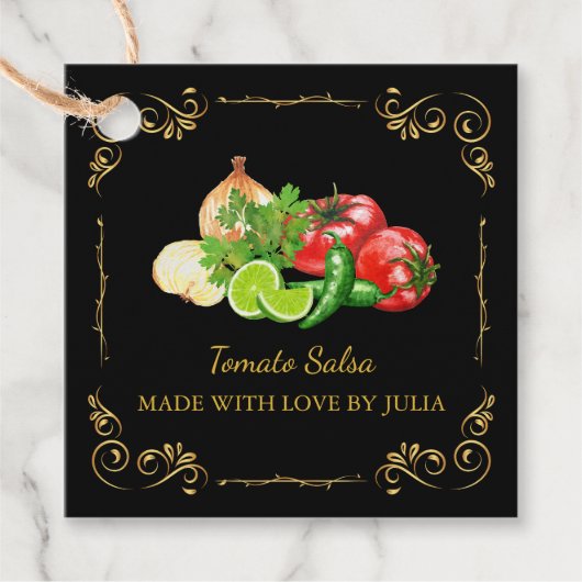 Vintager Homemade Salsa Square Hang Tag Geschenkanhänger (Vorderseite)