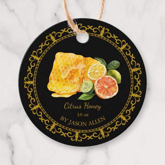 Vintager Honeycomb Citrus Infused Honey Hang Tag Geschenkanhänger (Vorderseite)