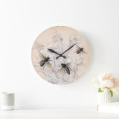 Vintager Honig-Bienen-Kunst-Druck Große Wanduhr (Zuhause)