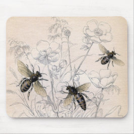 Vintager Honig-Bienen-Kunst-Druck Mousepad