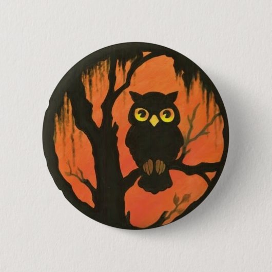 Vintager Hoot Owl Round Button (Vorderseite)