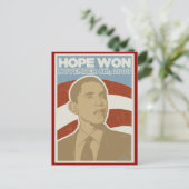 Vintager "Hope Won" Obama Postkarte (Stehend Vorderseite)