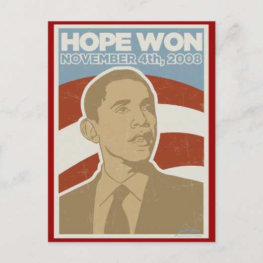 Vintager "Hope Won" Obama Postkarte (Vorderseite)