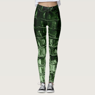 VINTAGER "HORNBACK" ALLIGATORledernes KIEFERN-GRÜ Leggings