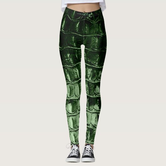 VINTAGER "HORNBACK" ALLIGATORledernes KIEFERN-GRÜN Leggings (Vorderseite)