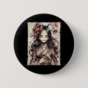 Vintager Horror Anime Girl Manga Japanisch Creepy Button