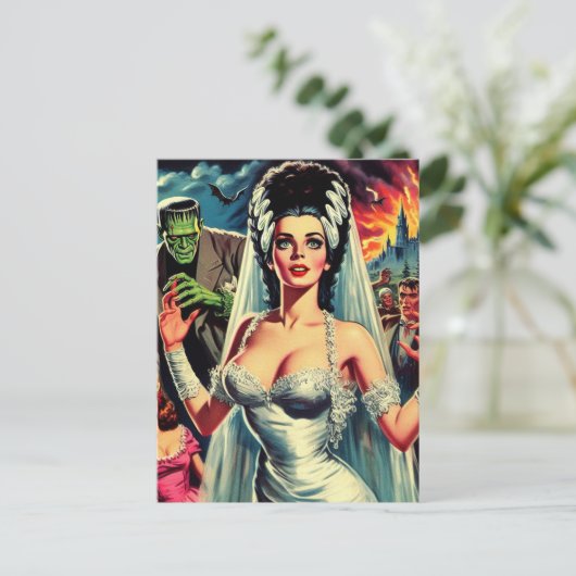 Vintager Horror Bride Postkarte (Stehend Vorderseite)