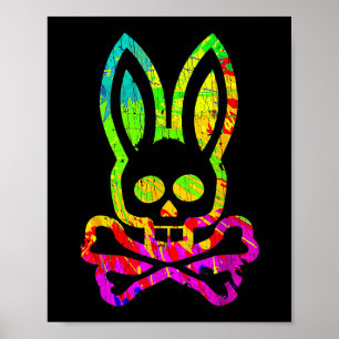 Vintager Horror Bunny Rabbit Face Gefärbte Krawatt Poster