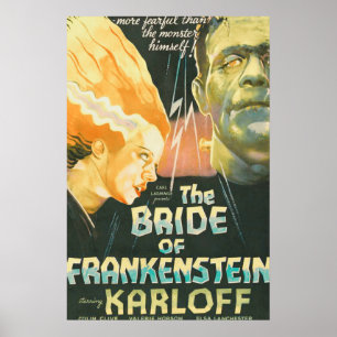 Vintager Horror Movie Poster - Braut Frankensteins