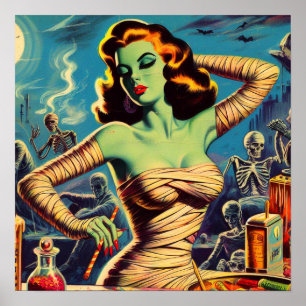 Vintager Horror Mummy Girl Poster