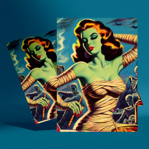 Vintager Horror Mummy Girl Postkarte