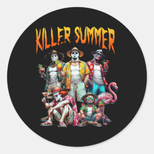 Vintager Horror Summer Vibes Funny Halloween Summe Runder Aufkleber