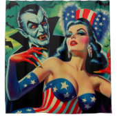 Vintager Horror Vampire Girl Duschvorhang (Vorderseite)