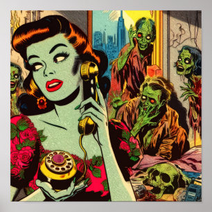 Vintager Horror Zombie Comicen Poster