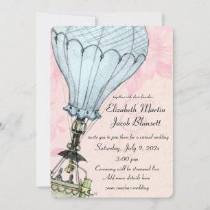 Vintager Hot Air Ballon Virtual Wedding Einladung