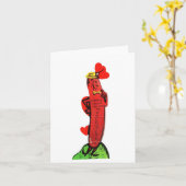 Vintager Hot Dog Frank Valentine Karte (Gelbe Blume)