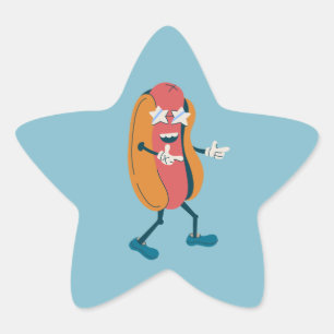 Vintager Hot Dog in den 70er Jahren lustig Stern-Aufkleber