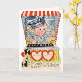 Vintager Hot Dog Stand Valentinstag Karte (Gelbe Blume)
