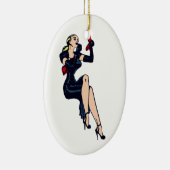 Vintager Hübscher Blonde Retro Glamour Pinup Keramikornament (Rechts)