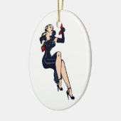 Vintager Hübscher Blonde Retro Glamour Pinup Keramikornament (Links)